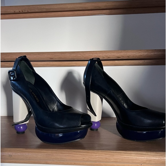 Sonia Rykiel Funky fun style Chunky heel Platform heel sandals size 37 - Picture 1 of 3